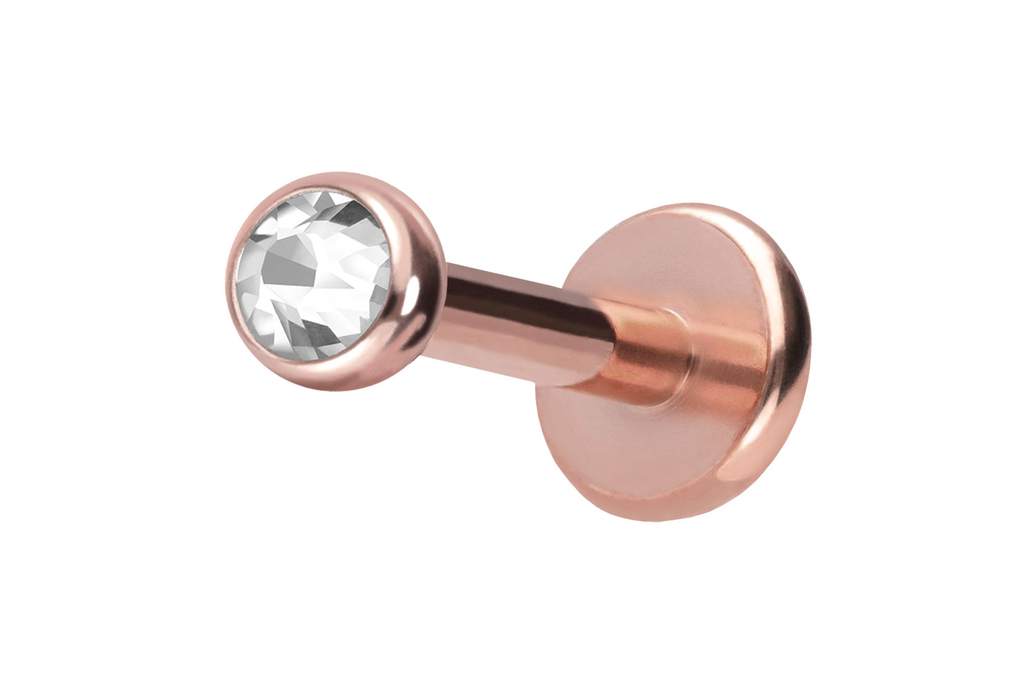 Titan Labret Piercing mit Push Fit KRISTALL